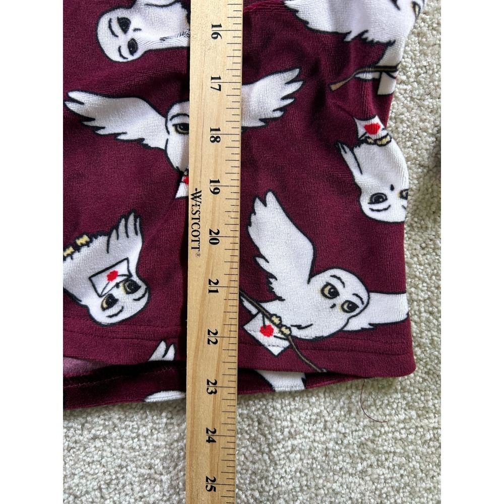 Harry Potter Women's Burgundy Robe Size L Owl Print Sleepwear - Picture 3 of 7
